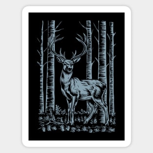 Deer in the forest - vintage blockprint Sticker